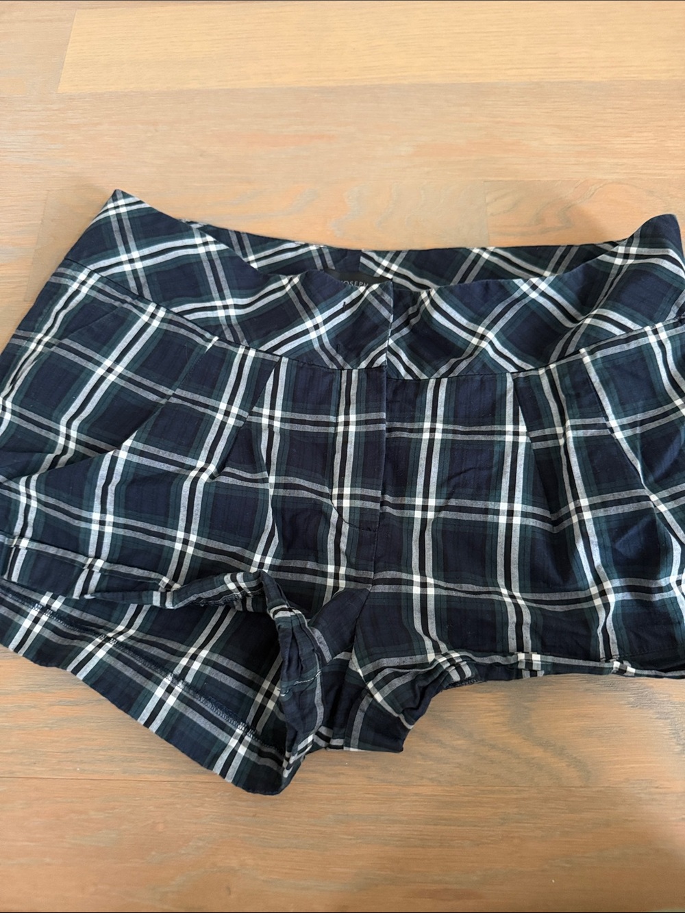 Joseph Plaid Navy and White Women's Shorts